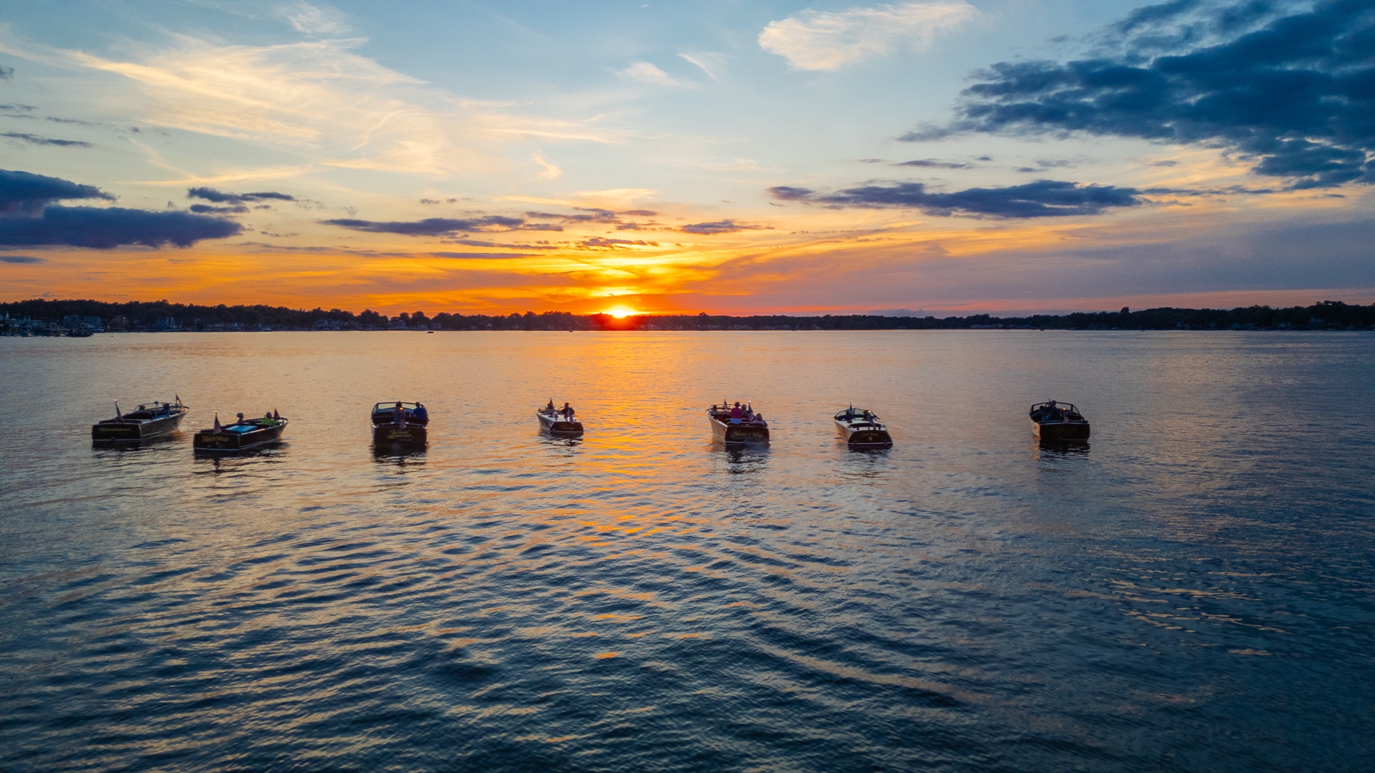 Classic wooden boats on Devils Lake
