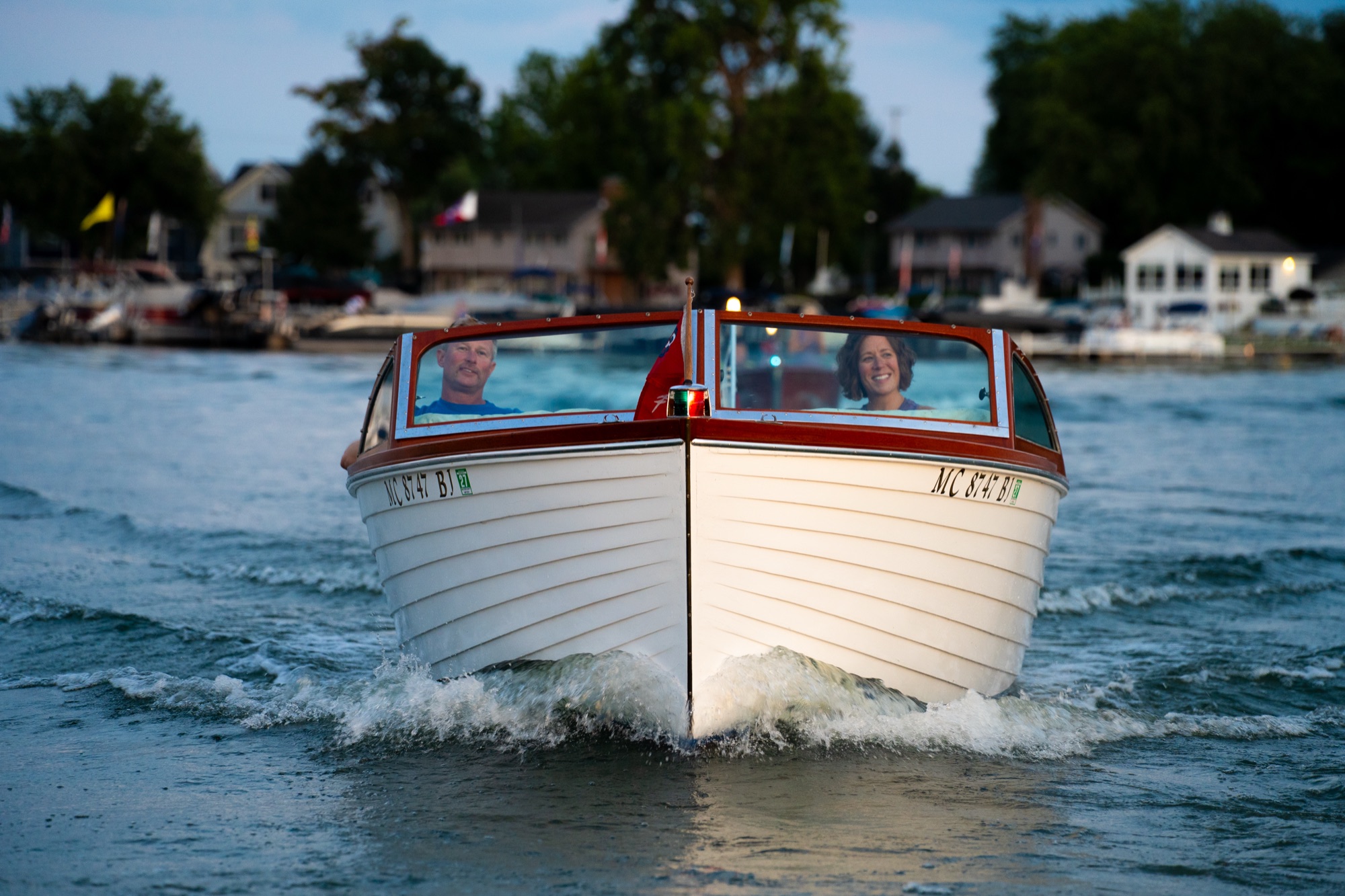 Wooden boat gathering on the lake