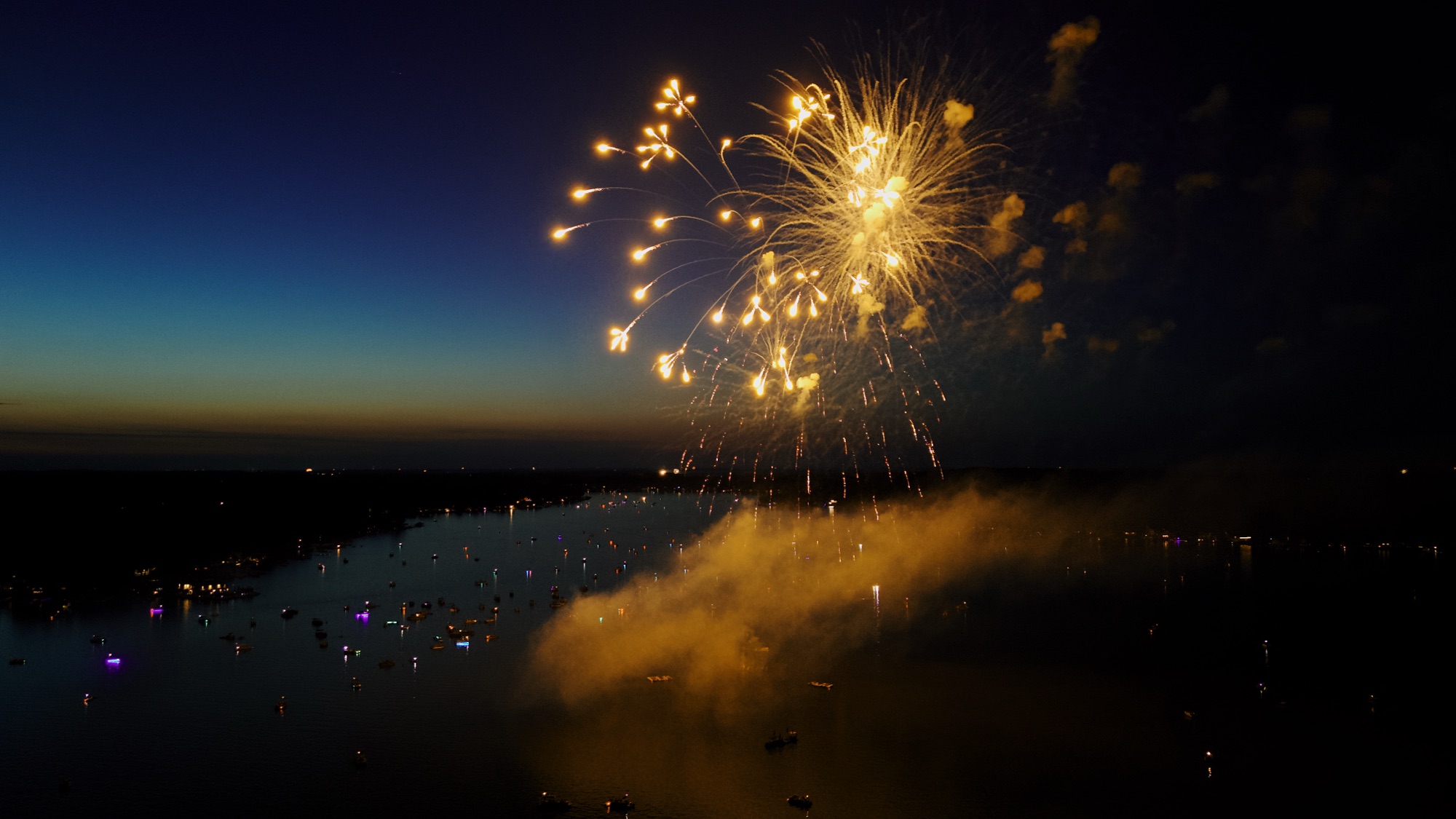 Fireworks over Devils Lake