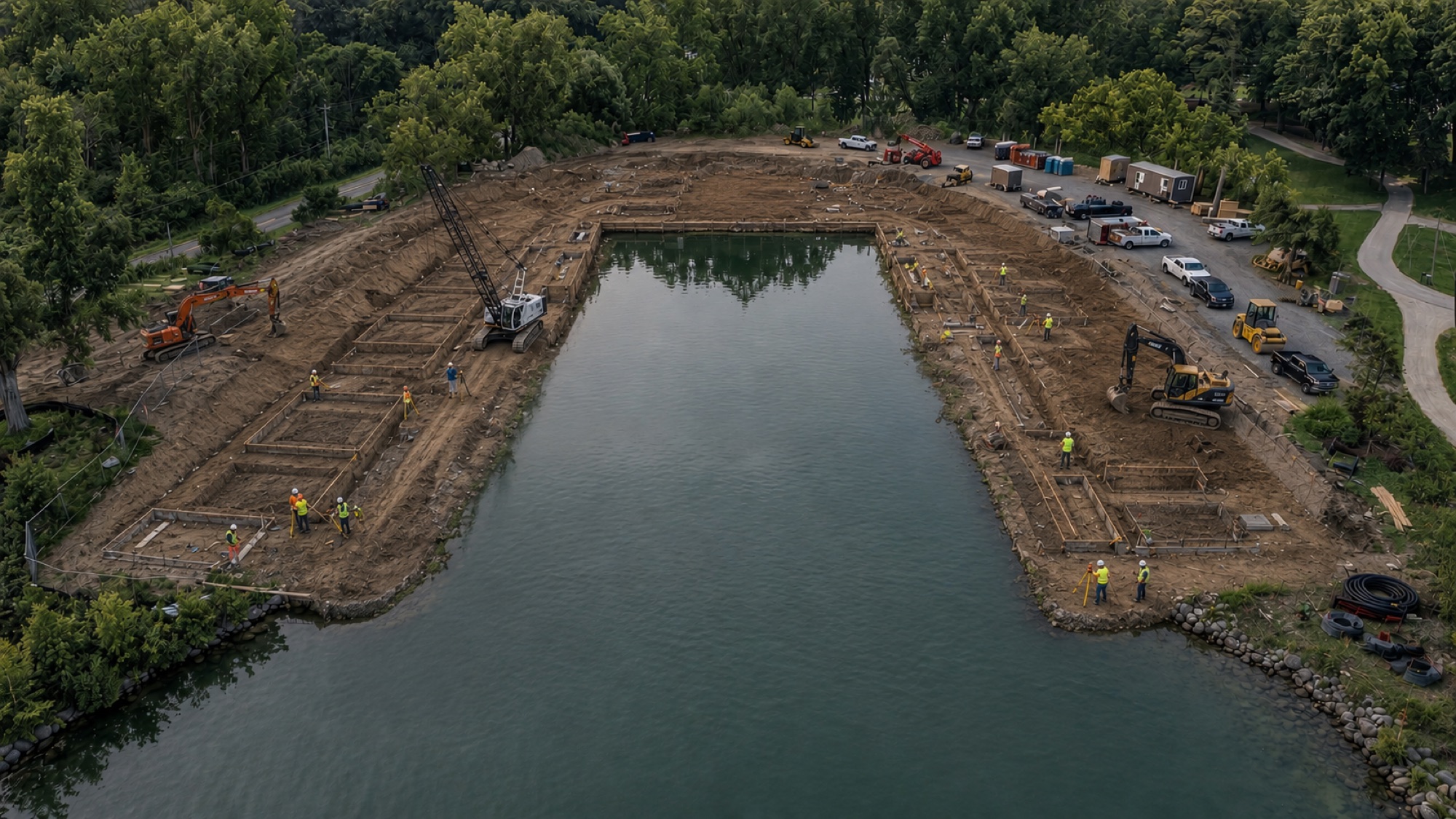 Foundations poured on the cleared site
